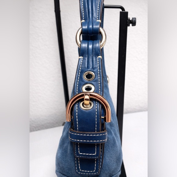 Coach SoHo Hobo Shoulder Bag Blue Suede w/fringe tassel Vintage 2005 style #8A14 - Picture 5 of 14